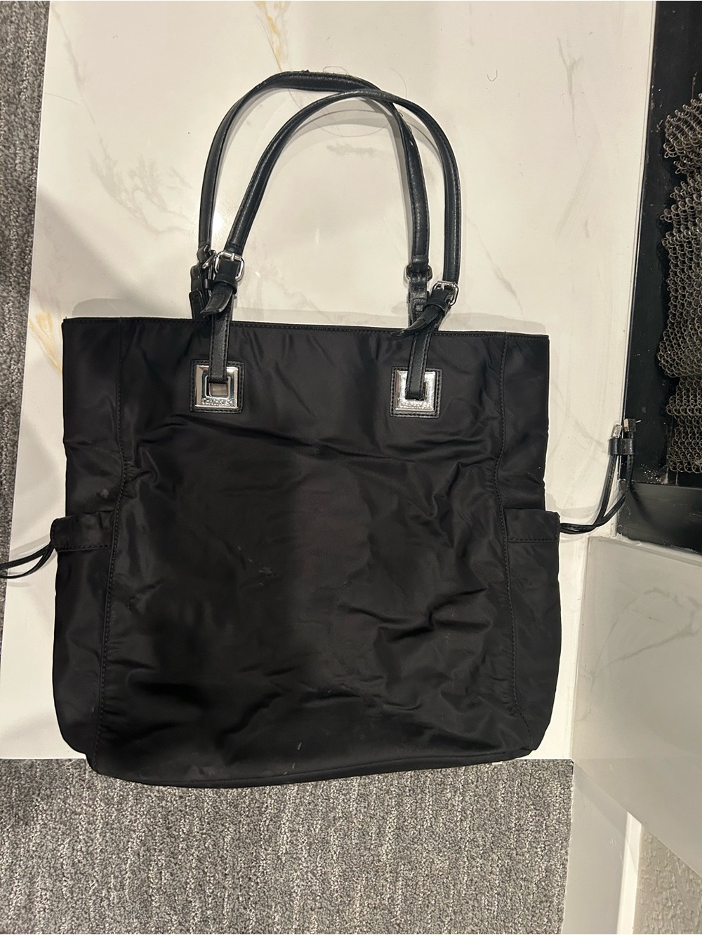 Calvin Klein Black Nylon Tote with Leather Handles